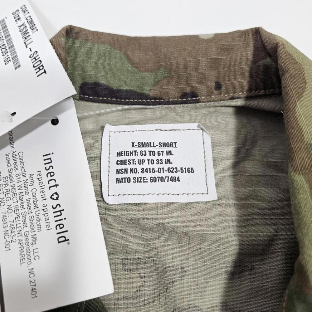 US Army Combat Shirt Coat Insect Guard Uniform Military X-Small Short NWT - Picture 8 of 10